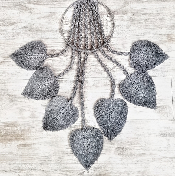 Charcoal Grey Boho Macrame Hanging Tapestry - Picture 2 of 11
